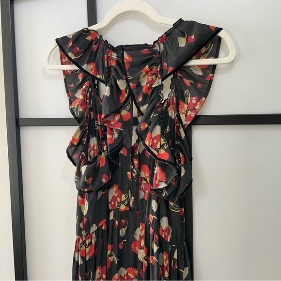 [S] Scotch & Soda Sleeveless Open Back Lightweight Floral Maxi Dress Ruffled Hem - Picture 7 of 12